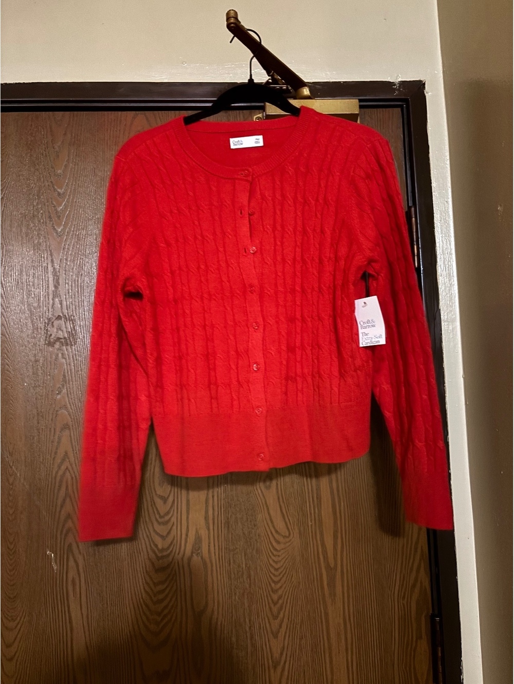 New Croft & Barrow Red Cable- Knit Cardigan- Size Medium